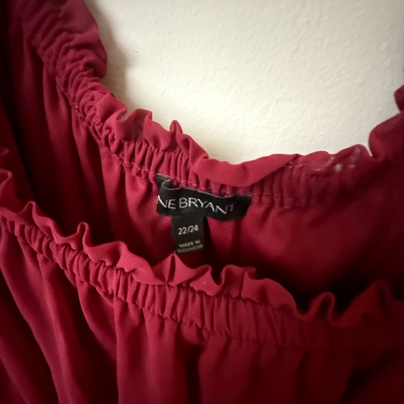 Lane Bryant Burgundy Ruffle Top - Picture 2 of 4